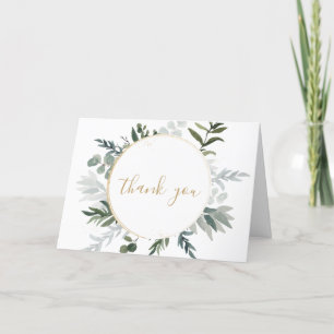 Tarjeta De Agradecimiento Verde Elegante Oro