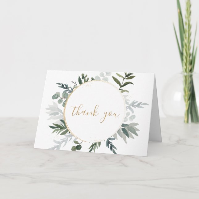 Tarjeta De Agradecimiento Verde Elegante Oro (Anverso)