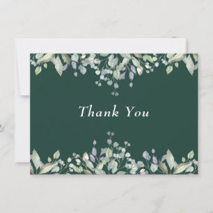 Tarjeta De Agradecimiento Verde Esmeralda Floral Lilas Verde