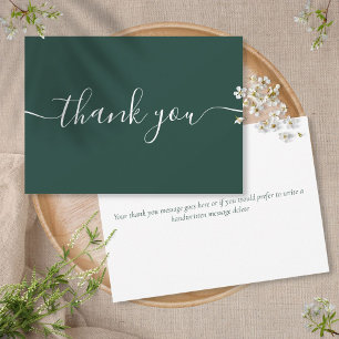 Tarjeta De Agradecimiento Verde Esmeralda Simple Moderno Elegante Script