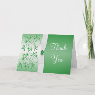 Tarjeta de agradecimiento verde esmeralda y blanca