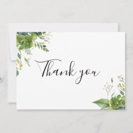 Tarjeta De Agradecimiento Verde floral elegante de eucalipto letra script