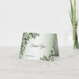 Tarjeta De Agradecimiento Verde Floral Rústico Hojas de Eucalipto