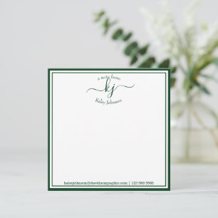 Tarjeta De Agradecimiento Verde Forestal Monogramado Desde El Escritorio De