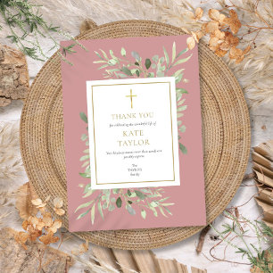 Tarjeta De Agradecimiento Verde funeral conmemorativo Rosa Polvorienta