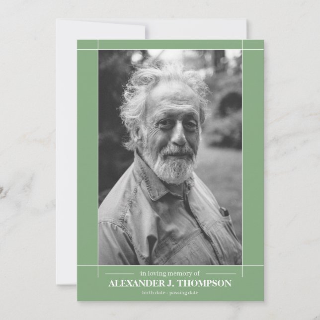 Tarjeta De Agradecimiento Verde menta y blanco modernos en entierro cariñoso (Anverso)