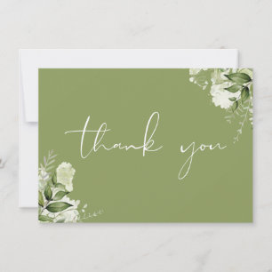 Tarjeta De Agradecimiento Verde Musgo Botánica Elegante Escritura