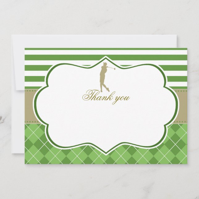 Tarjeta de agradecimiento verde oro golf (Anverso)
