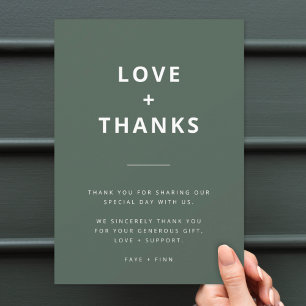 Tarjeta De Agradecimiento Verde oscuro Boda moderno de Moss Minimalista Sc