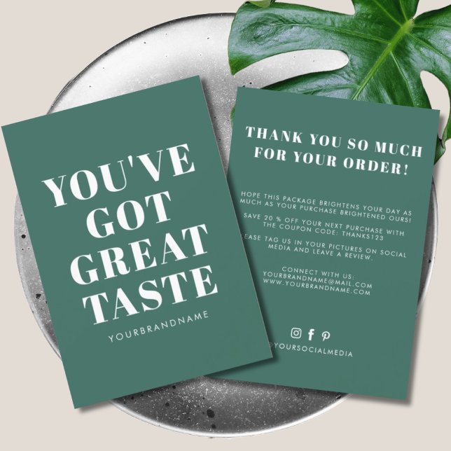 Tarjeta De Agradecimiento Verde profundo tienes gran gusto gracias (Subido por el creador)