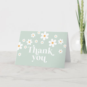 Tarjeta de agradecimiento verde Retro Daisy boho