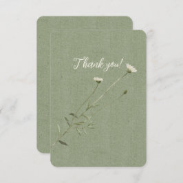 Tarjeta De Agradecimiento Verde sabio y una única margarita