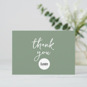Tarjeta de agradecimiento verde Sage Logo de negoc