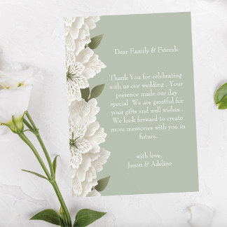 Tarjeta De Agradecimiento Verde Salvia Elegante Lujo Floral Boda