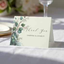 Tarjeta De Agradecimiento Verde Salvia Eucalipto Follaje Elegante