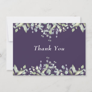Tarjeta De Agradecimiento Verde Salvia y Floral Verde Lila Púrpura
