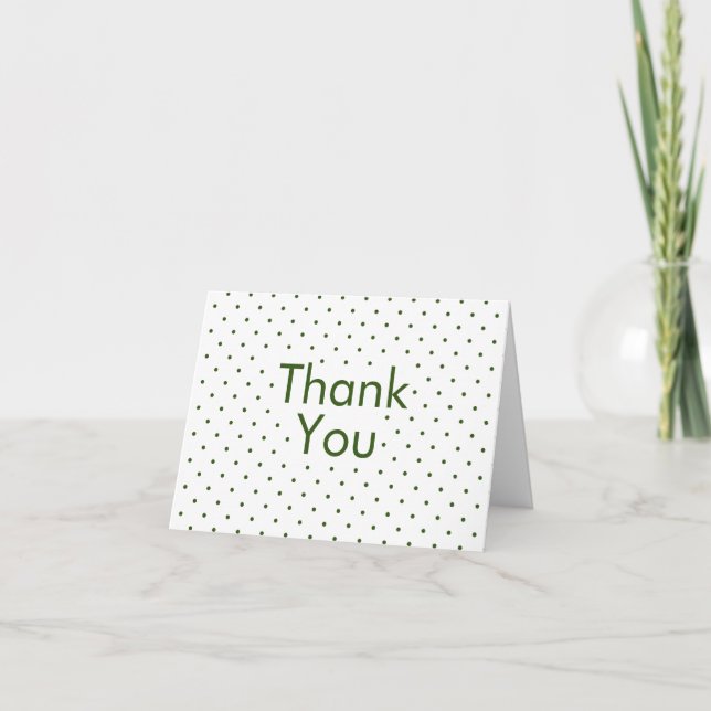 Tarjeta De Agradecimiento Verde sobre puntos de polka blanca (Anverso)