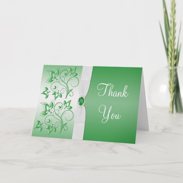 Tarjeta de agradecimiento verde y blanco de Esmera (Anverso)