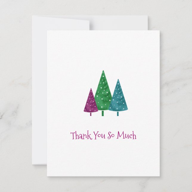 Tarjeta De Agradecimiento Verdes, magenta, árboles acuáticos Verde azulados (Anverso)