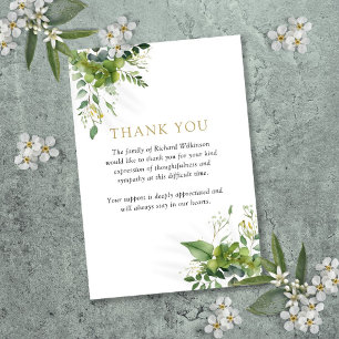 Tarjeta De Agradecimiento Verdor Celebración Floral De La Vida Funeral