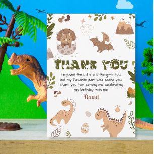 Tarjeta De Agradecimiento Verdor Cute Neutral Dinosaurio Prehistórico