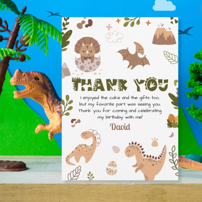 Tarjeta De Agradecimiento Verdor Cute Neutral Dinosaurio Prehistórico (Subido por el creador)