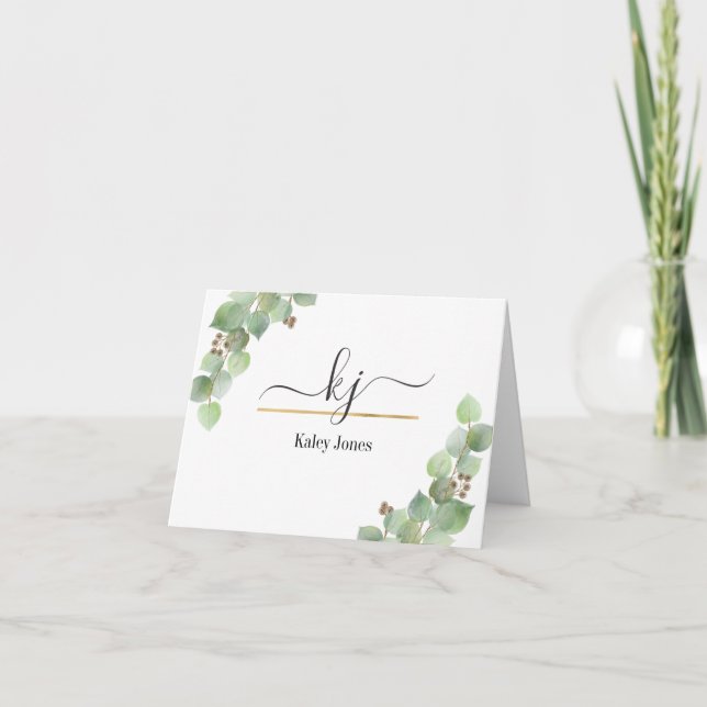 Tarjeta De Agradecimiento Verdor de nombre personalizado | Desde El Escritor (Anverso)