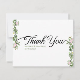 Tarjeta De Agradecimiento Verdor Elegante y Hermoso Boda Floral