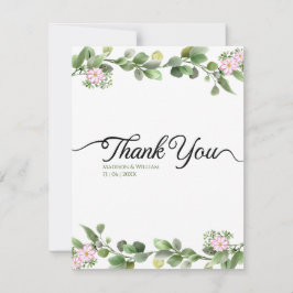 Tarjeta De Agradecimiento Verdor Elegante y Hermoso Boda Floral