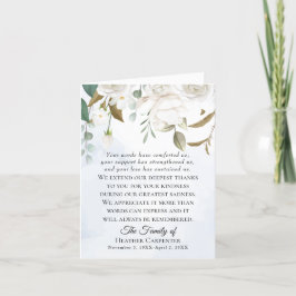 Tarjeta De Agradecimiento Verdor floral blanco Funeral plegado Gracias
