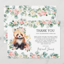 Verdor floral rosado dulce Panda rojo Baby Shower