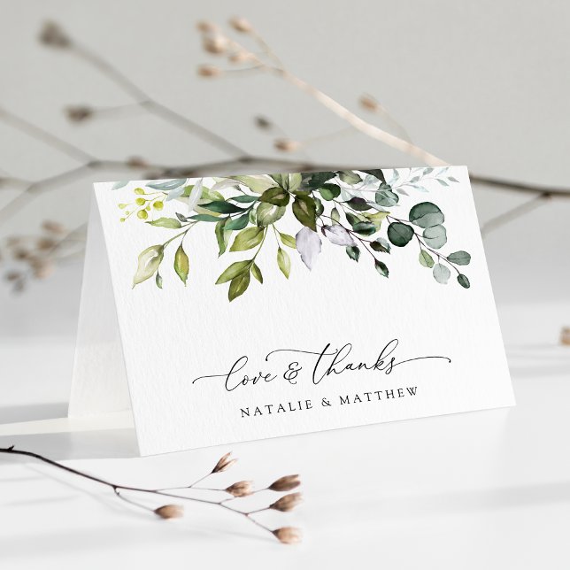 Tarjeta De Agradecimiento Verdor, hojas de eucalipto, Boda botánico (Subido por el creador)