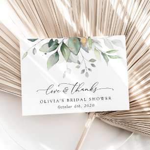 Tarjeta De Agradecimiento Verdor, hojas de eucalipto, boho, ducha de novia
