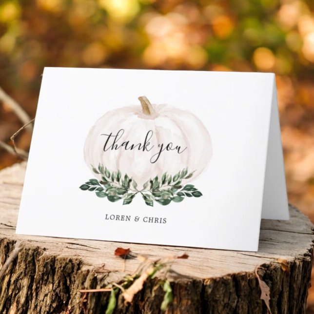 Tarjeta De Agradecimiento Verdor Rústico Calabaza plegada Gracias (Subido por el creador)