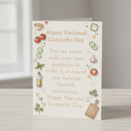Tarjeta De Agradecimiento verduras divertidas Día Nacional del Gazpacho
