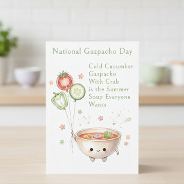 Tarjeta De Agradecimiento verduras divertidas Día Nacional del Gazpacho