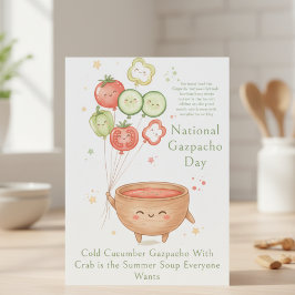 Tarjeta De Agradecimiento verduras divertidas Día Nacional del Gazpacho