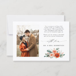 Tarjeta De Agradecimiento Verona Sunset Bright Naranja Boda floral moderno
