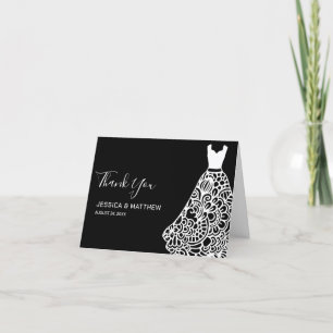Tarjeta De Agradecimiento Vestido Boda de encaje blanco