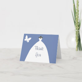 Tarjeta De Agradecimiento Vestido boda Gracias con mariposa blanca