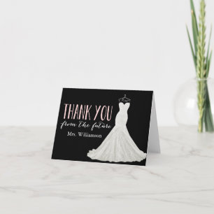 Tarjeta De Agradecimiento Vestido Boda moderno   Bridal Shower Gracias