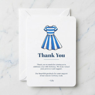 Tarjeta De Agradecimiento Vestido de Marinero Azul Náutico y Blanco para Fie