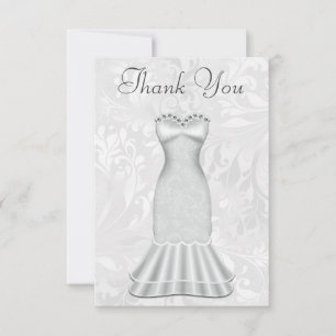 Tarjeta De Agradecimiento Vestido de Novia Elegante de Novia Gracias