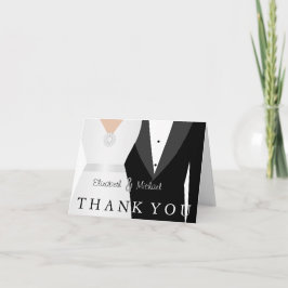 Tarjeta De Agradecimiento Vestido de novia genérico de esmoquin negro y blan