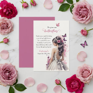 Tarjeta De Agradecimiento Vestido de Novia Mariposas Despedida de Soltera