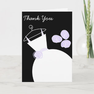 Tarjeta De Agradecimiento Vestido de Novia Morado 'Gracias' negro vertical