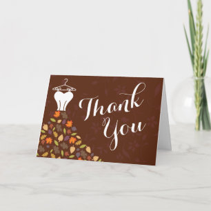 Tarjeta De Agradecimiento Vestido de Novia Otoño Hojas Gracias