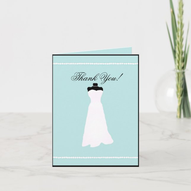 Tarjeta De Agradecimiento Vestido de Novia Perlas Blancas (Anverso)