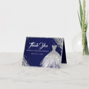 Tarjeta De Agradecimiento Vestido de Quinceañera de lentejuelas de diamante 
