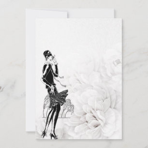 Tarjeta De Agradecimiento Vestido Flapper Negro y Blanco de los años 20 